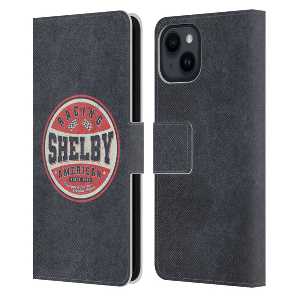 Shelby Logos Vintage Badge Leather Book Wallet Case Cover For Apple iPhone 15
