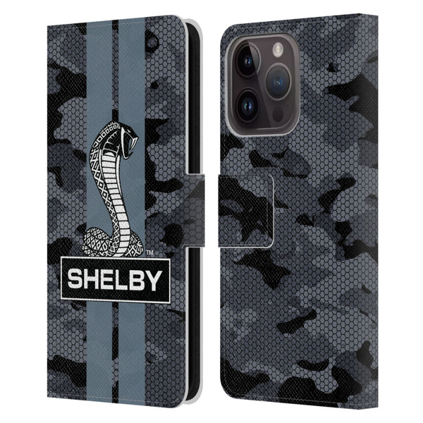 Shelby Logos Camouflage Leather Book Wallet Case Cover For Apple iPhone 15 Pro