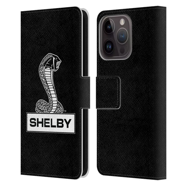 Shelby Logos Plain Leather Book Wallet Case Cover For Apple iPhone 15 Pro