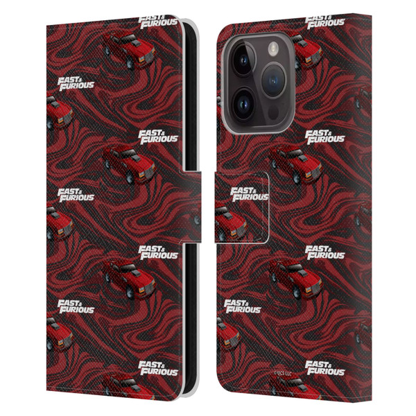 Fast & Furious Franchise Car Pattern Red Leather Book Wallet Case Cover For Apple iPhone 15 Pro
