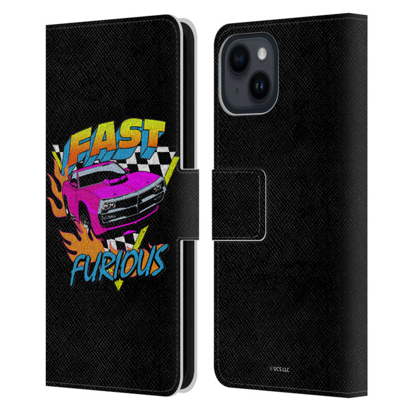 Fast & Furious Franchise Fast Fashion Car In Retro Style Leather Book Wallet Case Cover For Apple iPhone 15