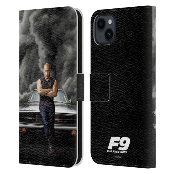 Fast & Furious Franchise Key Art F9 The Fast Saga Dom Leather Book Wallet Case Cover For Apple iPhone 15 Plus