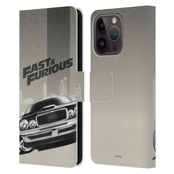 Fast & Furious Franchise Logo Art Halftone Car Leather Book Wallet Case Cover For Apple iPhone 15 Pro