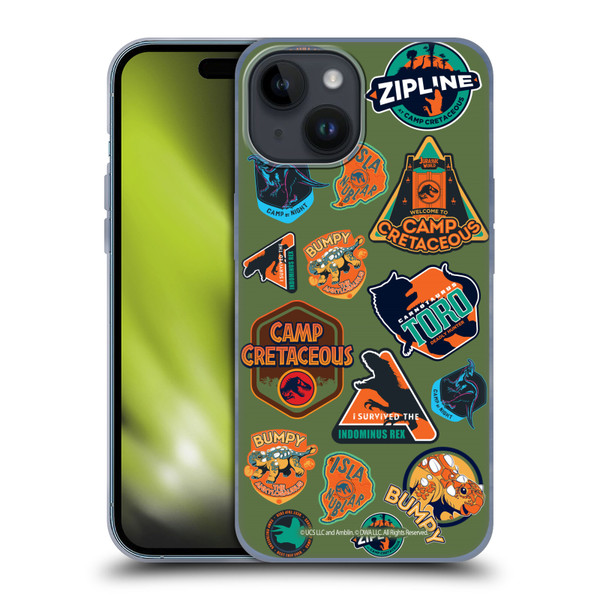 Jurassic World: Camp Cretaceous Character Art Pattern Icons Soft Gel Case for Apple iPhone 15