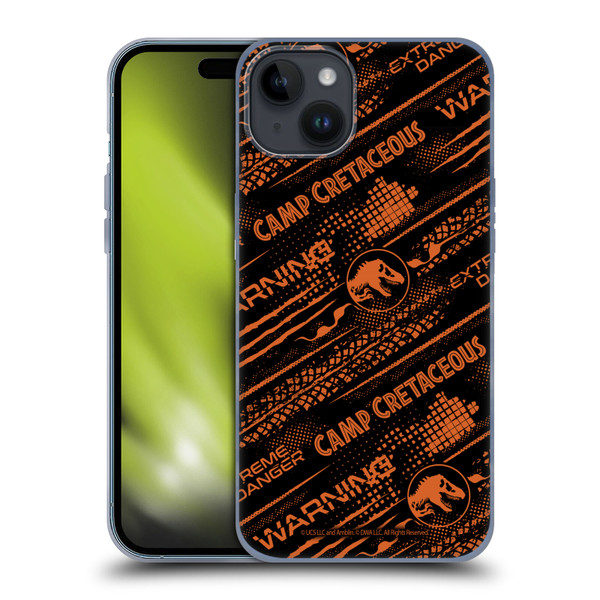 Jurassic World: Camp Cretaceous Character Art Pattern Danger Soft Gel Case for Apple iPhone 15 Plus