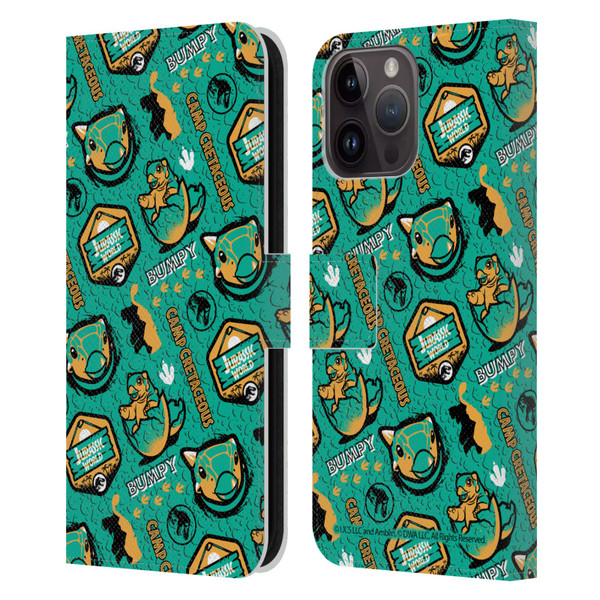 Jurassic World: Camp Cretaceous Character Art Pattern Bumpy Leather Book Wallet Case Cover For Apple iPhone 15 Pro Max