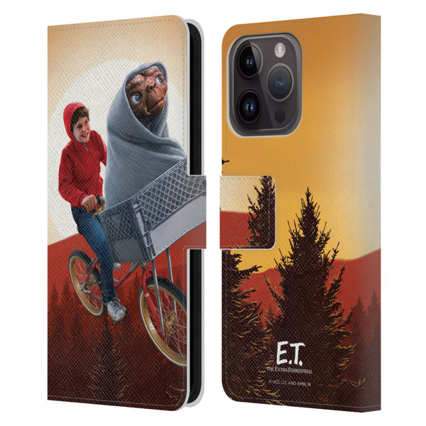 E.T. Graphics Elliot And E.T. Leather Book Wallet Case Cover For Apple iPhone 15 Pro