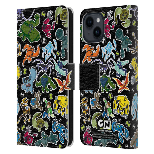 Ben 10: Ultimate Alien Graphics Alien Pattern Leather Book Wallet Case Cover For Apple iPhone 15