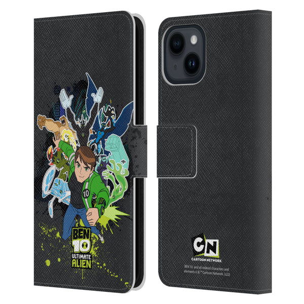 Ben 10: Ultimate Alien Graphics Character Art Leather Book Wallet Case Cover For Apple iPhone 15