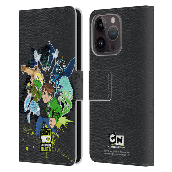 Ben 10: Ultimate Alien Graphics Character Art Leather Book Wallet Case Cover For Apple iPhone 15 Pro