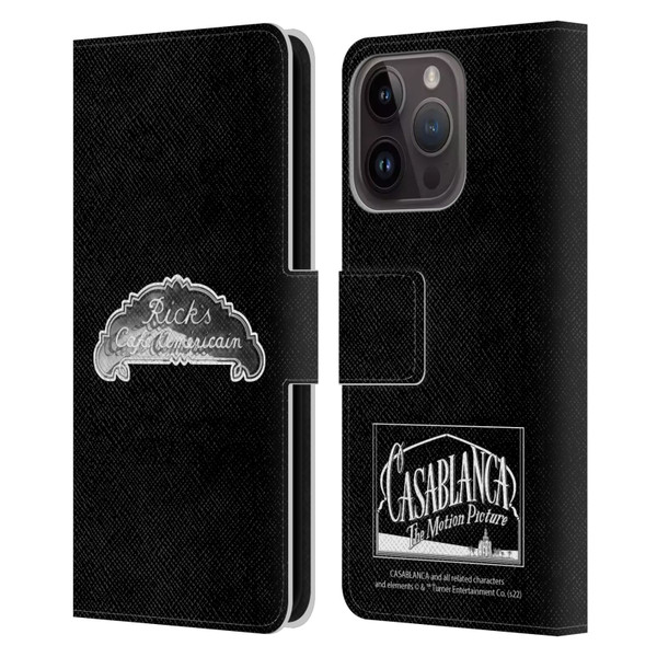 Casablanca Graphics Rick's Cafe Leather Book Wallet Case Cover For Apple iPhone 15 Pro