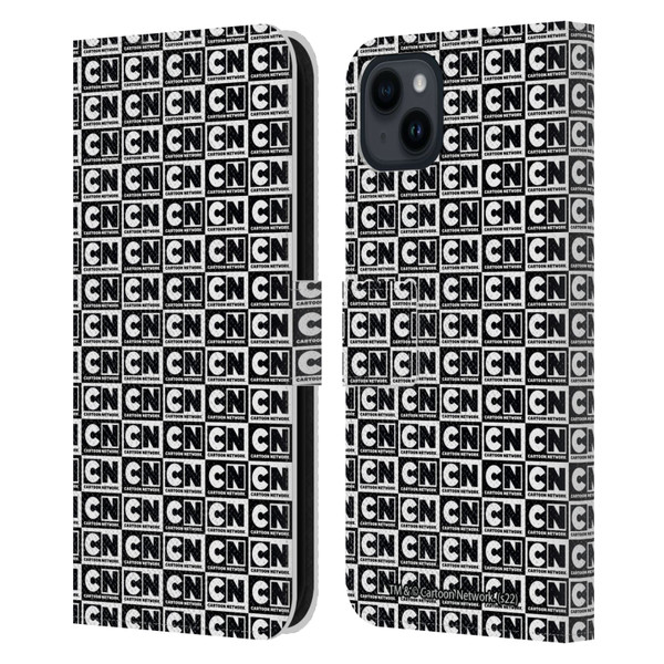 Cartoon Network Logo Pattern Leather Book Wallet Case Cover For Apple iPhone 15 Plus