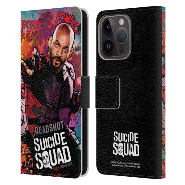 Suicide Squad 2016 Graphics Deadshot Poster Leather Book Wallet Case Cover For Apple iPhone 15 Pro