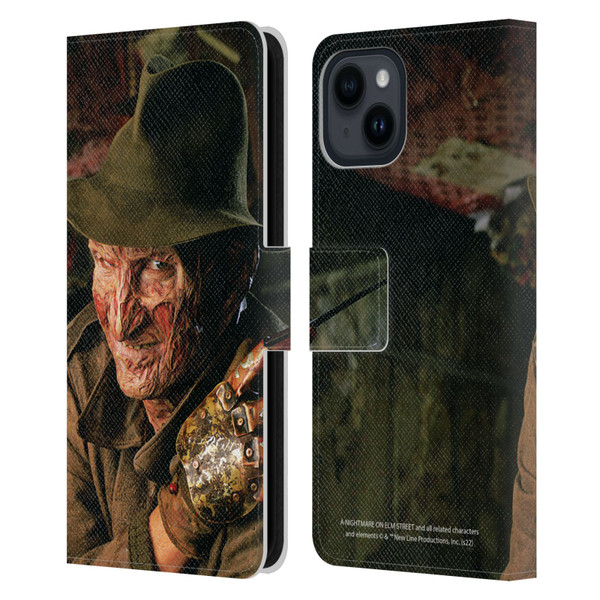 A Nightmare On Elm Street 4 The Dream Master Graphics Freddy Leather Book Wallet Case Cover For Apple iPhone 15