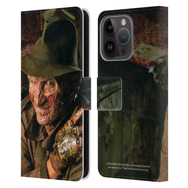 A Nightmare On Elm Street 4 The Dream Master Graphics Freddy Leather Book Wallet Case Cover For Apple iPhone 15 Pro