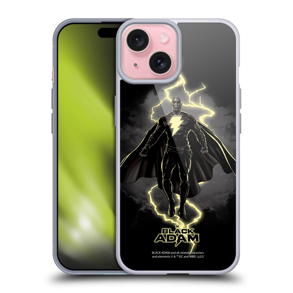 Black Adam Graphics Lightning Soft Gel Case for Apple iPhone 15