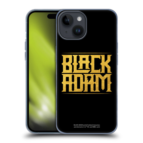 Black Adam Graphics Logotype Soft Gel Case for Apple iPhone 15