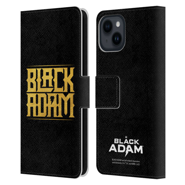 Black Adam Graphics Logotype Leather Book Wallet Case Cover For Apple iPhone 15