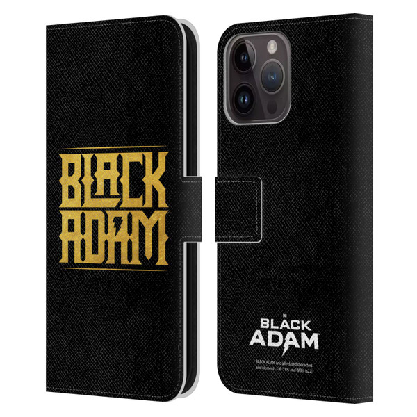 Black Adam Graphics Logotype Leather Book Wallet Case Cover For Apple iPhone 15 Pro Max