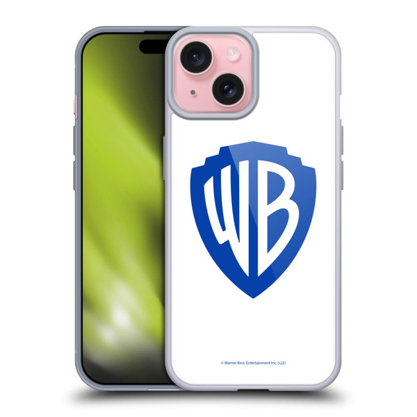 Warner Bros. Shield Logo White Soft Gel Case for Apple iPhone 15