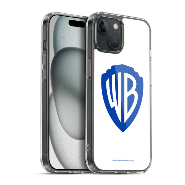 Warner Bros. Shield Logo White Soft Gel Case for Apple iPhone 15 Plus & MagSafe