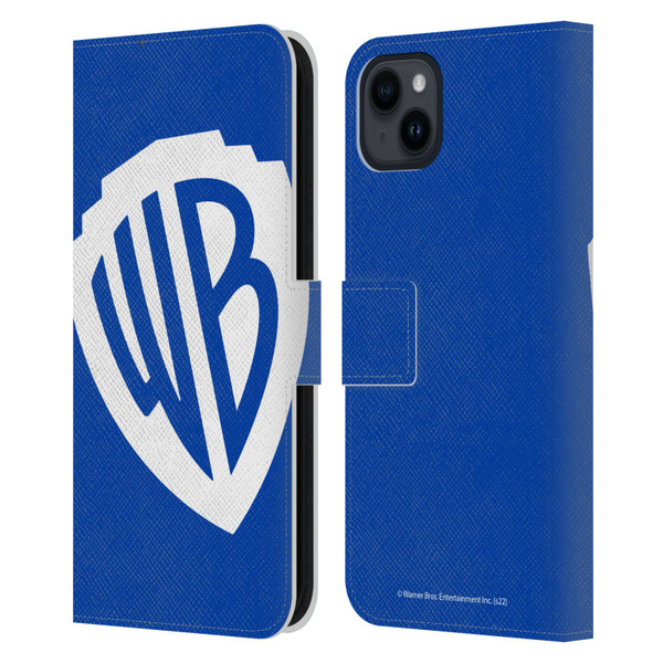 Warner Bros. Shield Logo Oversized Leather Book Wallet Case Cover For Apple iPhone 15 Plus