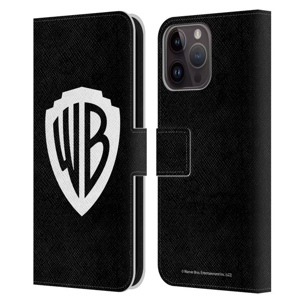 Warner Bros. Shield Logo Black Leather Book Wallet Case Cover For Apple iPhone 15 Pro Max