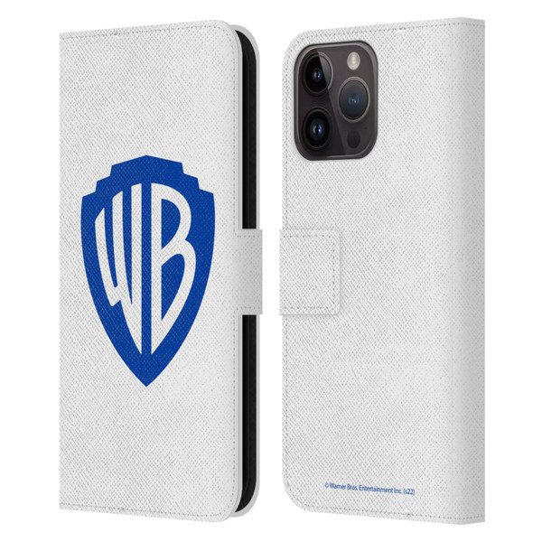 Warner Bros. Shield Logo White Leather Book Wallet Case Cover For Apple iPhone 15 Pro Max