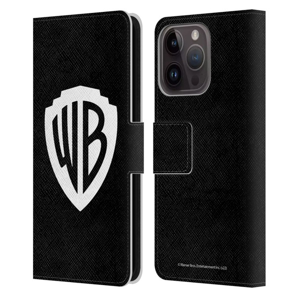 Warner Bros. Shield Logo Black Leather Book Wallet Case Cover For Apple iPhone 15 Pro