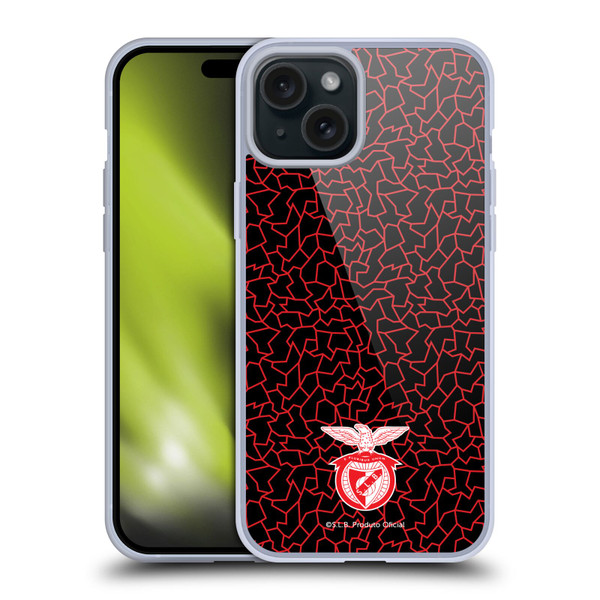 S.L. Benfica 2021/22 Crest Mosaic Pattern Soft Gel Case for Apple iPhone 15 Plus