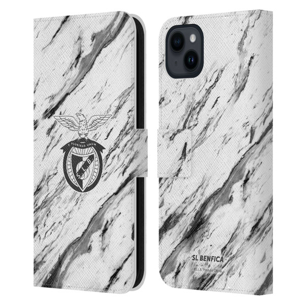 S.L. Benfica 2021/22 Crest Marble Leather Book Wallet Case Cover For Apple iPhone 15 Plus