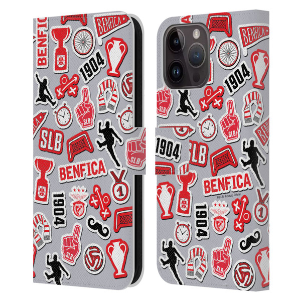 S.L. Benfica 2021/22 Crest Stickers Leather Book Wallet Case Cover For Apple iPhone 15 Pro Max