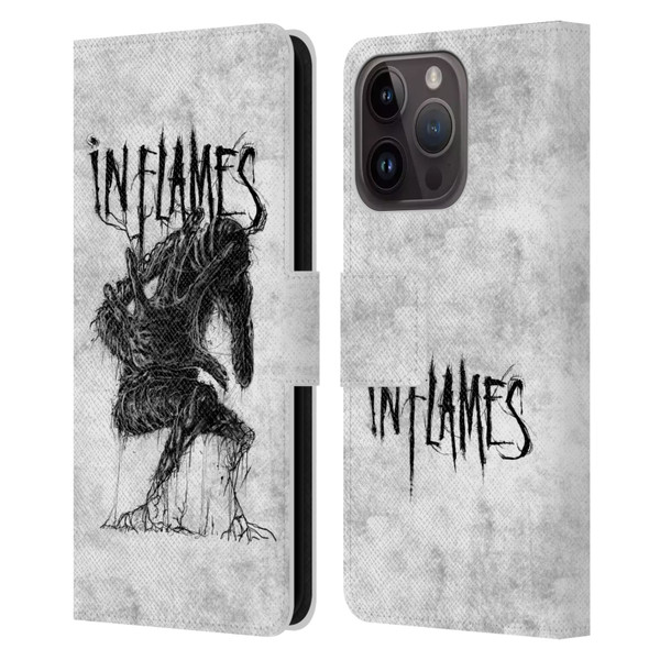 In Flames Metal Grunge Big Creature Leather Book Wallet Case Cover For Apple iPhone 15 Pro