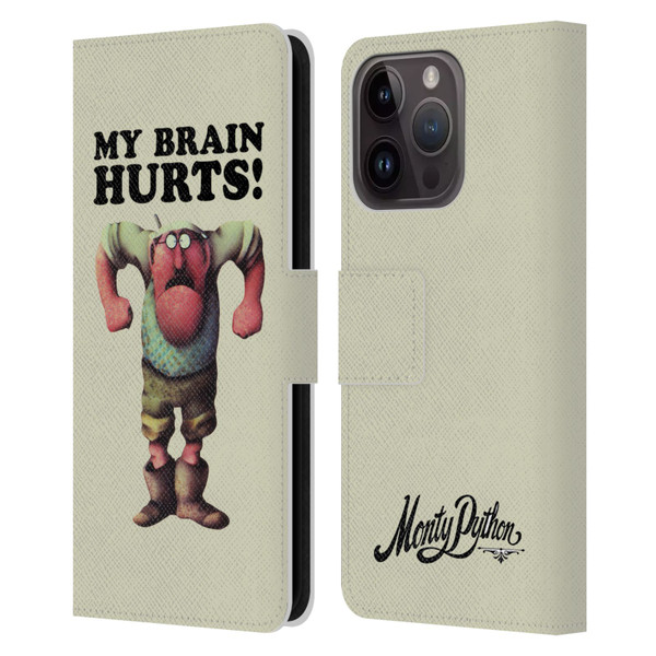 Monty Python Key Art My Brain Hurts Leather Book Wallet Case Cover For Apple iPhone 15 Pro
