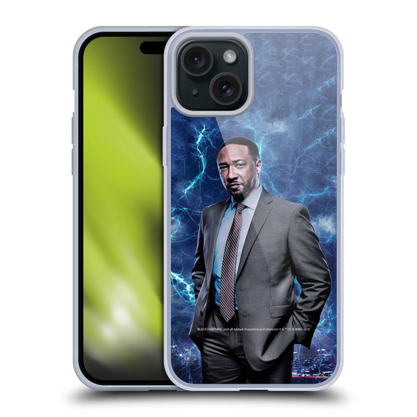 Black Lightning Characters William Henderson Soft Gel Case for Apple iPhone 15 Plus
