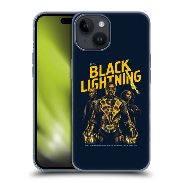 Black Lightning Key Art Get Lit Soft Gel Case for Apple iPhone 15