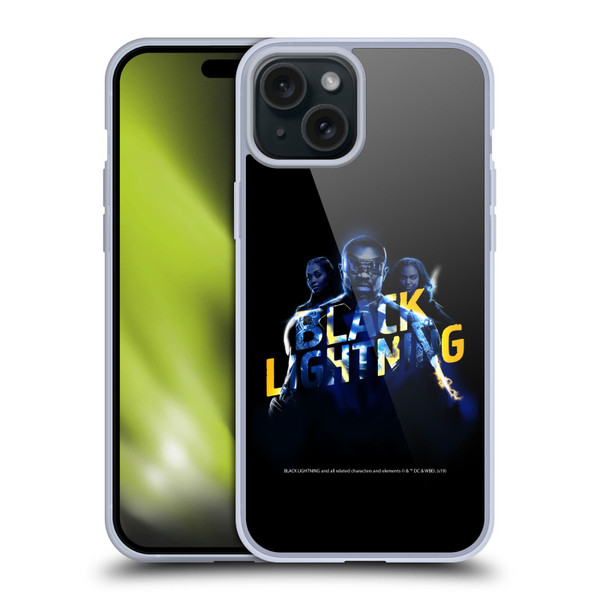 Black Lightning Key Art Group Soft Gel Case for Apple iPhone 15 Plus