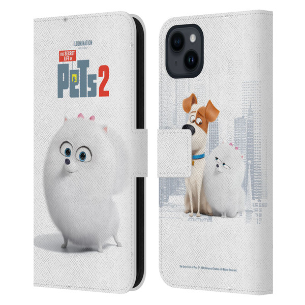 The Secret Life of Pets 2 Character Posters Gidget Pomeranian Dog Leather Book Wallet Case Cover For Apple iPhone 15 Plus