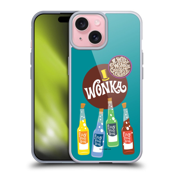 Willy Wonka and the Chocolate Factory Graphics Fizzy Lifting Drink Soft Gel Case for Apple iPhone 15