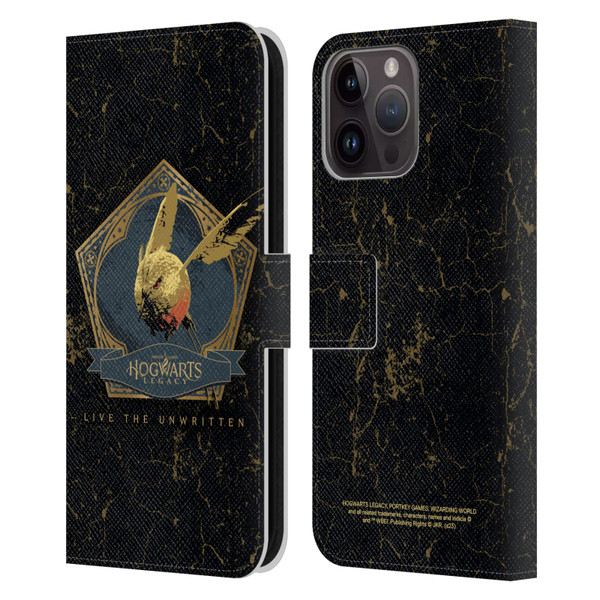 Hogwarts Legacy Graphics Golden Snidget Leather Book Wallet Case Cover For Apple iPhone 15 Pro Max