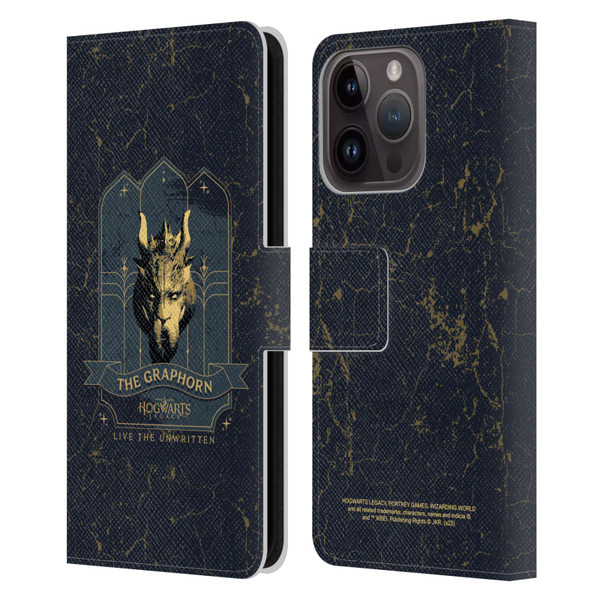 Hogwarts Legacy Graphics The Graphorn Leather Book Wallet Case Cover For Apple iPhone 15 Pro