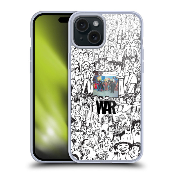 War Graphics Friends Doodle Art Soft Gel Case for Apple iPhone 15 Plus