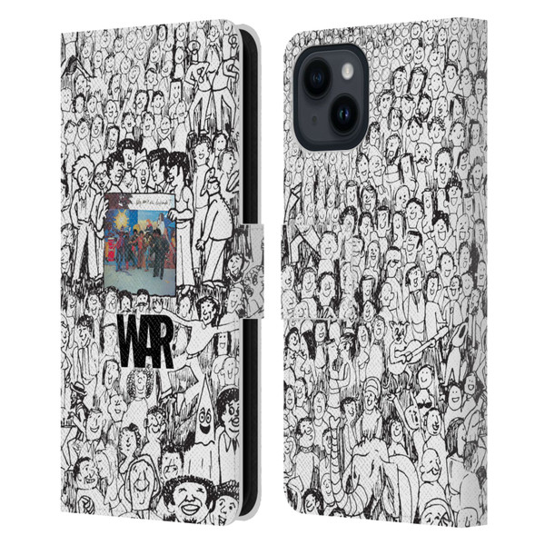 War Graphics Friends Doodle Art Leather Book Wallet Case Cover For Apple iPhone 15