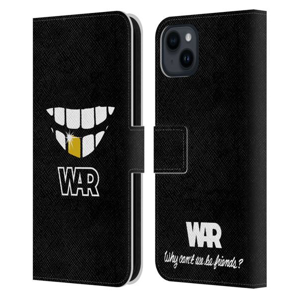 War Graphics Why Can't We Be Friends? Leather Book Wallet Case Cover For Apple iPhone 15 Plus