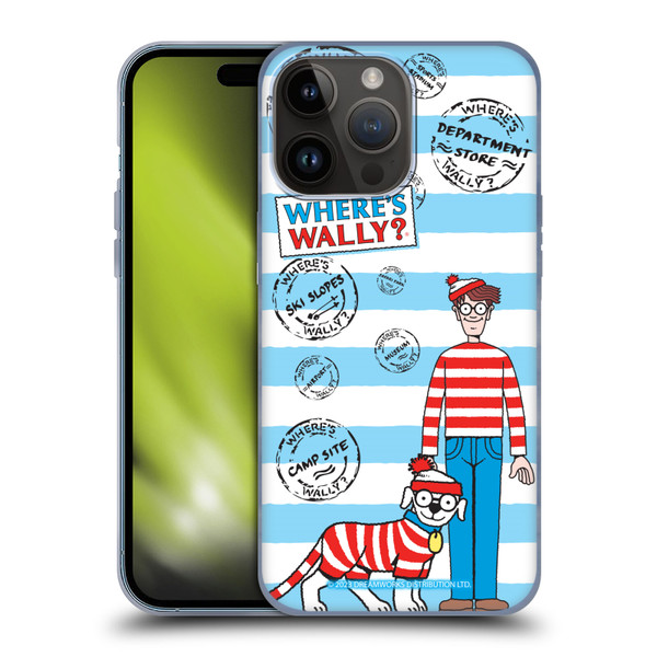 Where's Wally? Graphics Stripes Blue Soft Gel Case for Apple iPhone 15 Pro Max