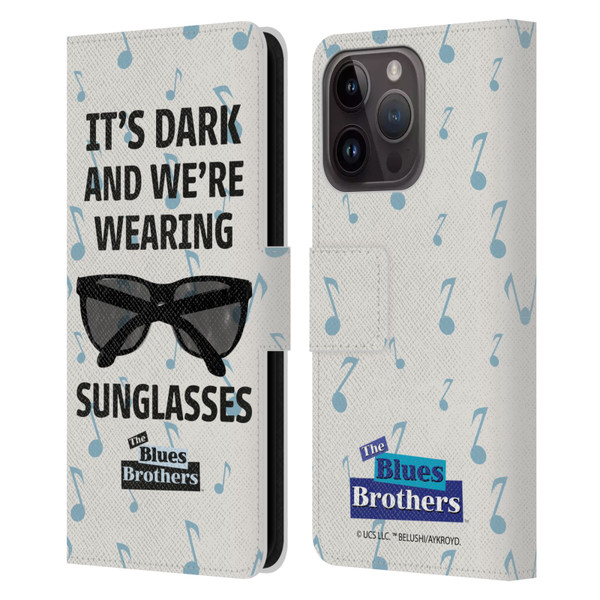 The Blues Brothers Graphics Sunglasses Leather Book Wallet Case Cover For Apple iPhone 15 Pro