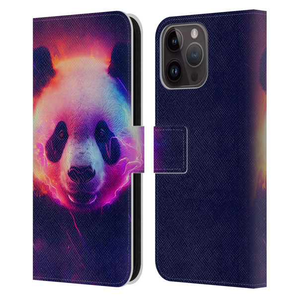Wumples Cosmic Animals Panda Leather Book Wallet Case Cover For Apple iPhone 15 Pro Max