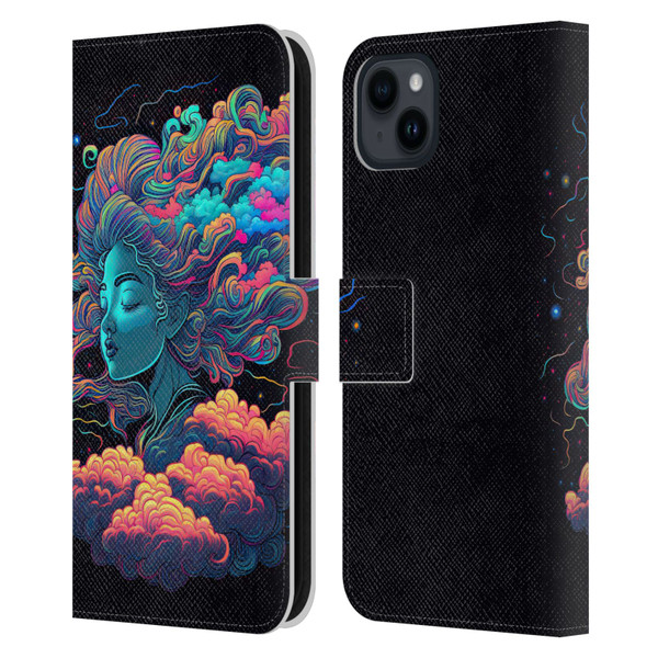 Wumples Cosmic Arts Cloud Goddess Aphrodite Leather Book Wallet Case Cover For Apple iPhone 15 Plus