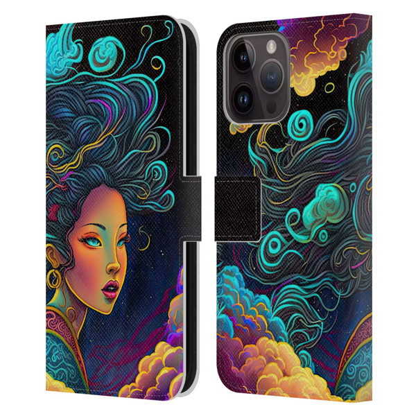 Wumples Cosmic Arts Cloud Goddess Leather Book Wallet Case Cover For Apple iPhone 15 Pro Max