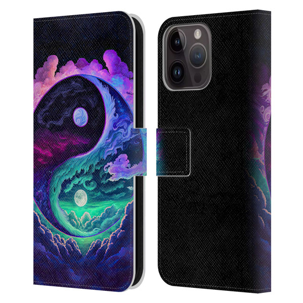 Wumples Cosmic Arts Clouded Yin Yang Leather Book Wallet Case Cover For Apple iPhone 15 Pro Max
